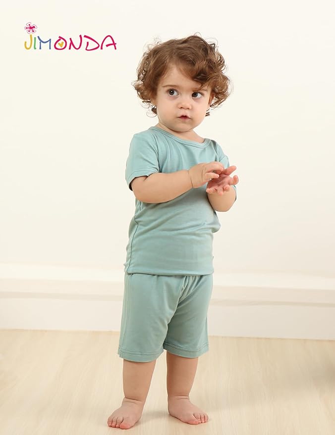 Jimonda Toddler Kids Girls Boys Pajamas Sets Soft Comfy Jammies Tencel Solid Raglan Sleepwear Pajamas Pjs 2pcs Set 18M-8Y
