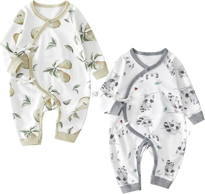 100% Organic Cotton Soft 0-6 Months 2-Piece Unisex Footless Newborn Baby Sleepers Pajamas Romper Boys Girls