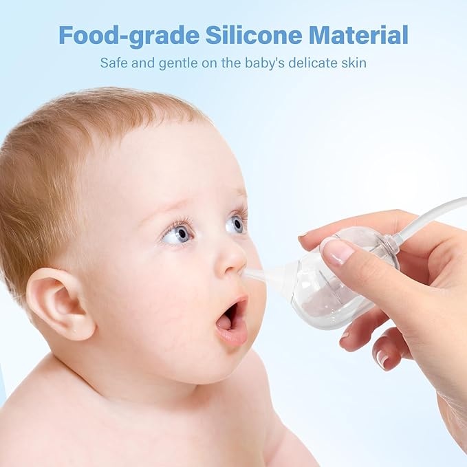 Nasal Aspirator for Baby, Nose Sucker with 9 Suction Levels, Electric Snot Sucker, 3 Levels Night Light & Nursery Rhyme Soothing Function, Food-Grade Silicone Tips