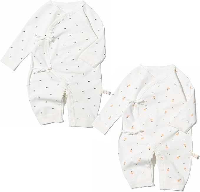 100% Organic Cotton Soft 0-6 Months 2-Piece Unisex Footless Newborn Baby Sleepers Pajamas Romper Boys Girls