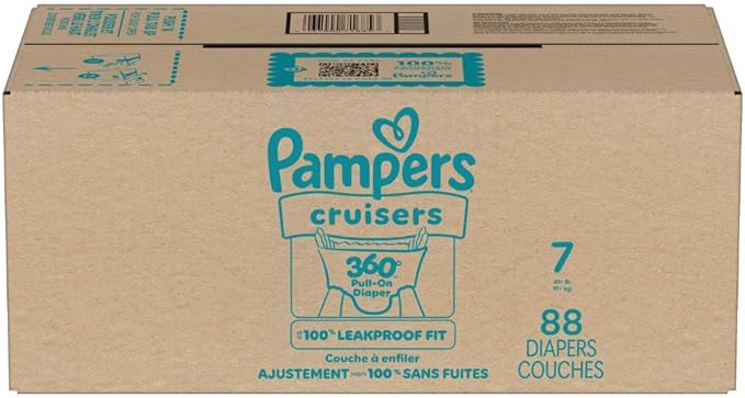 Pampers Diapers - Cruisers 360 - Size 7, 88 Count, Babyproof up to 100% Leakproof Pull-On Diaper