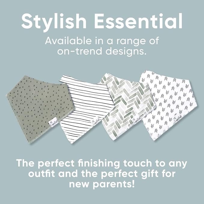 Copper Pearl 4 Pack Soft Cotton Baby Bibs for Drooling and Teething, Absorbent Drool Bibs for Baby Girl and Boy, Adjustable to Fit Newborns to Toddlers, Tons of Styles (Alta Set)