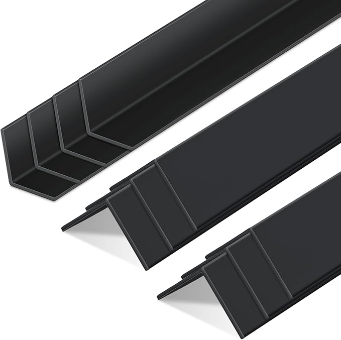Sasylvia 10 Pcs Wall Corner Protector Guards, Vinyl 1 x 48 Inch Corner Trim Molding, Avoid Scratching Scuffs, Ease Install and Cleaning for Door Countertop Furniture Cabinet Protection, Black
