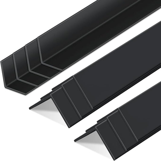 Sasylvia 10 Pcs Wall Corner Protector Guards, Vinyl 1 x 48 Inch Corner Trim Molding, Avoid Scratching Scuffs, Ease Install and Cleaning for Door Countertop Furniture Cabinet Protection, Black