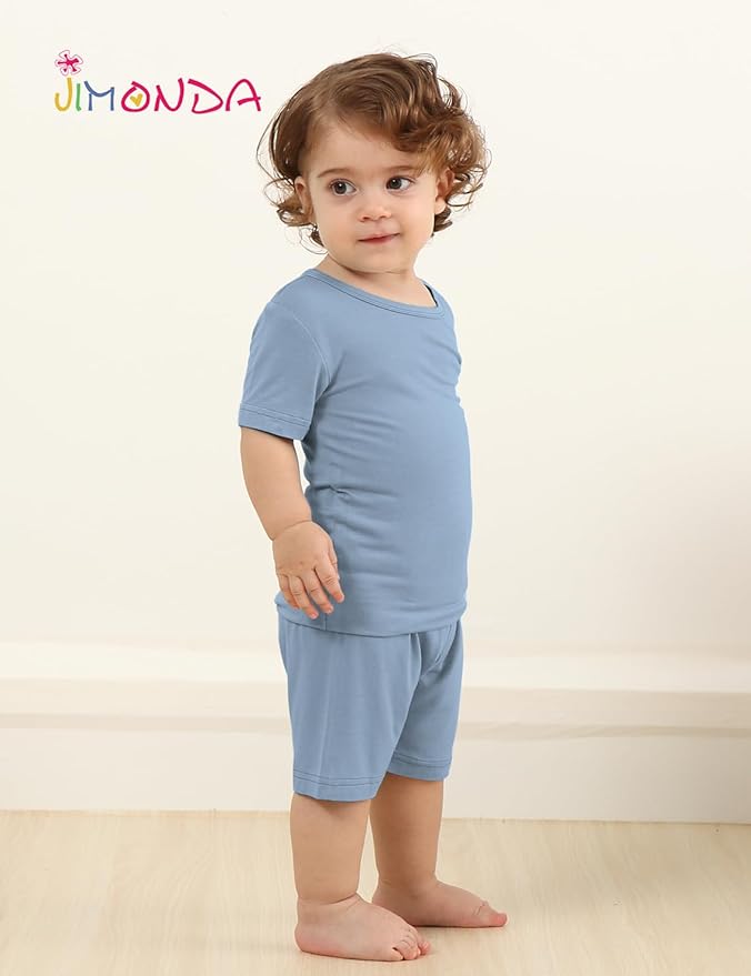 Jimonda Toddler Kids Girls Boys Pajamas Sets Soft Comfy Jammies Tencel Solid Raglan Sleepwear Pajamas Pjs 2pcs Set 18M-8Y