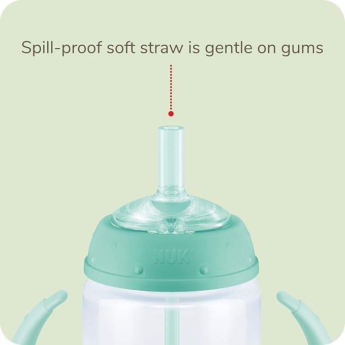 NUK Learner Straw Cup, 5oz, 2-Pack - Toddler Sippy Cup with Soft Straw for Easy Drinking, Suitable for Ages 8 Months and Up, Green