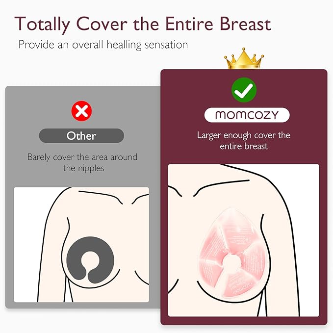 Momcozy Larger Breast Therapy Packs, Hot and Cold Breast Pads with 2 Soft Covers, Breastfeeding Essentials,2 Pack,Pink