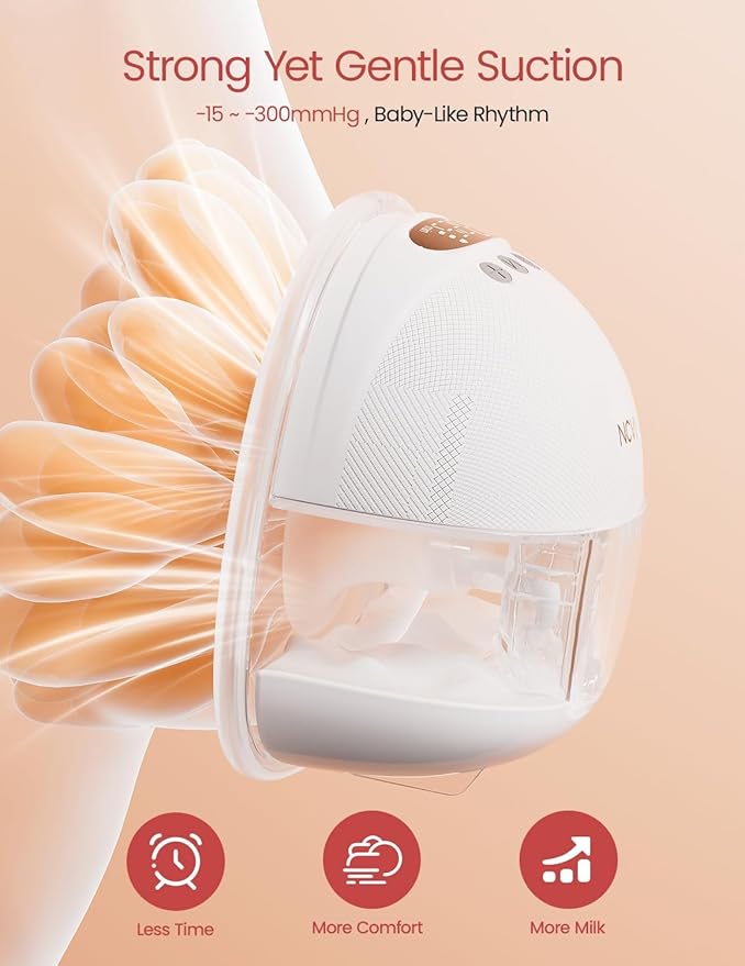 NCVI Wearable Breast Pump Hands Free, Portable Electric Breastfeeding Pump with 1500mAh Battery, Quiet Operation, Smart LED Display, 4 Modes & 9 Levels, 19/21/24mm Flanges, 2 Pack, White
