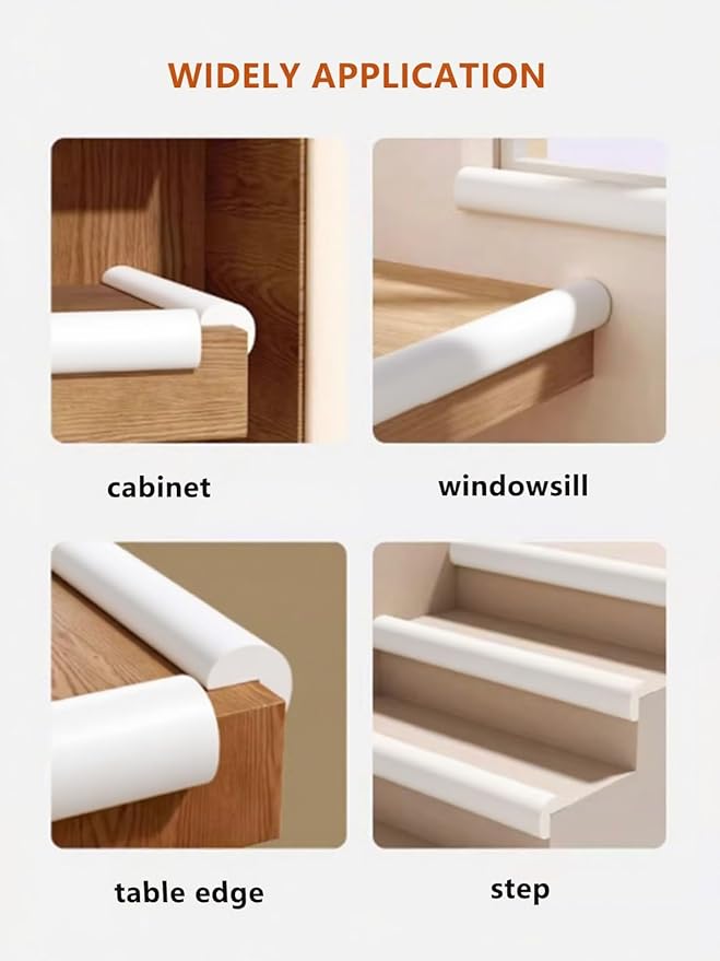 Baby Proof Edge Corner Protector, 6.56FT 0.47''Th L-Shape Furniture Corner & Edge Safety Bumpers with 6 Corners, Pre-Taped, Soft NBR Rubber Foam Desk Edge Cushion Wall Corner Protector(White-gray)