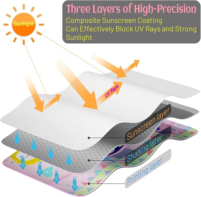 Car Sun Shade for Window Baby (2 Pack), Blackout Window Shades with Storage Net Pocket, 7 Suction Cups, Cute Patterns for Sun/Heat/UV Rays Block