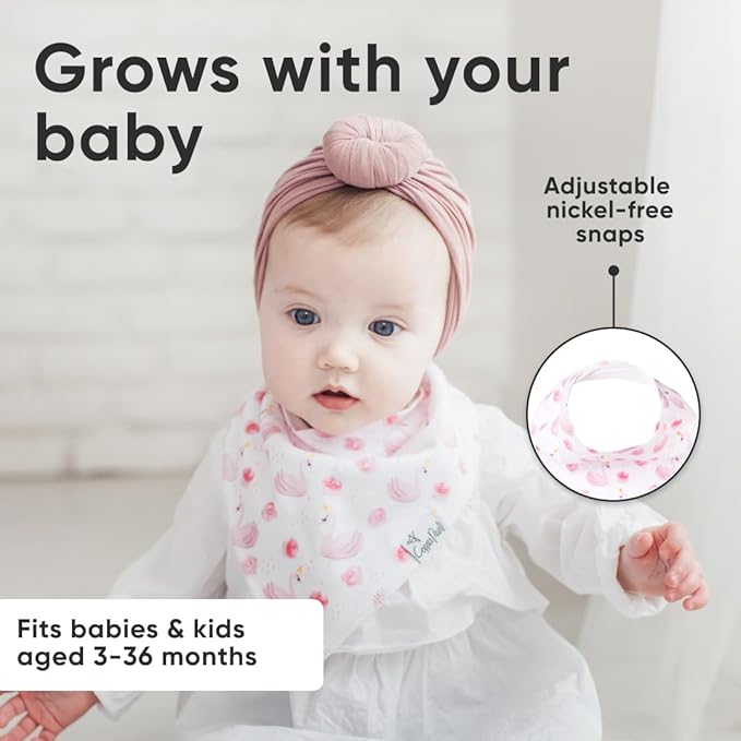 Copper Pearl 4 Pack Soft Cotton Baby Bibs for Drooling and Teething, Absorbent Drool Bibs for Baby Girl and Boy, Adjustable to Fit Newborns to Toddlers, Tons of Styles (June)