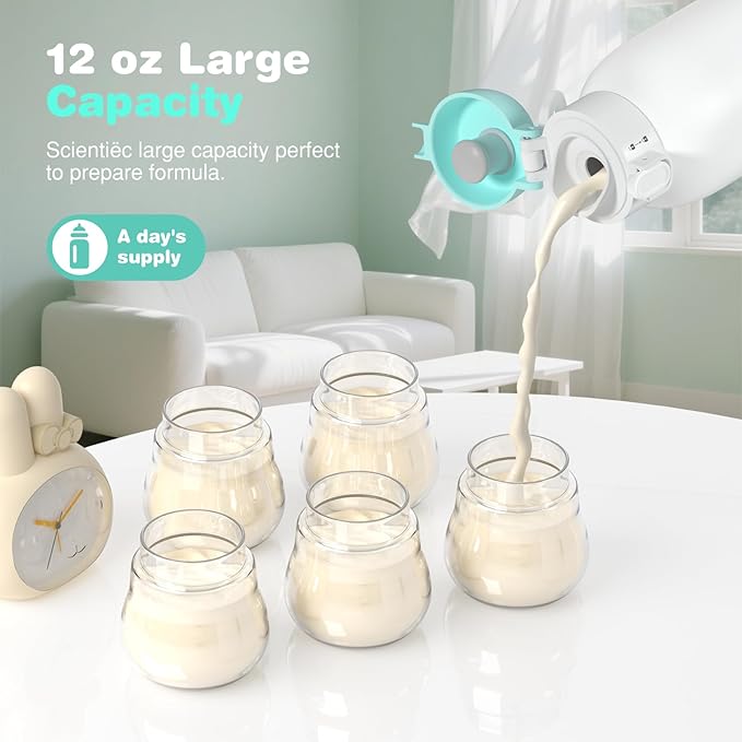 Portable Bottle Warmer 13500mAh Battery, 80W Fast Heating of Breast Milk and Formula, 12 oz Large Capacity, with 18W Fast Charging Adapter, Precise Temperature Control, Leak-Proof