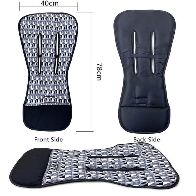 Universal Baby Stroller Cushion Soft Printed Stroller Seat Liner-Reversible for Baby Carrier Pram Infant Car Seat Insert-78x40cm,1 Pack (Triangle)