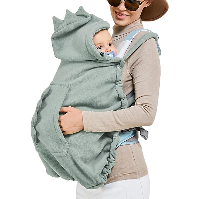 Baby Carrier Cover Stroller Cover,Newborn Hooded Stretchy Cloak,Soft Kangaroo Hoodie for Mom Baby,Suit for All Seasons (Grey)