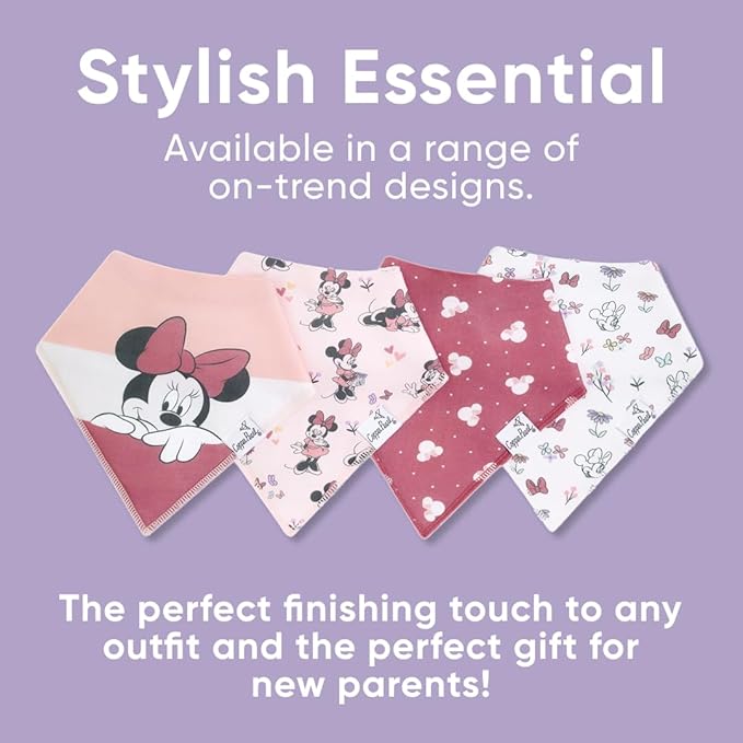 Copper Pearl Baby Bandana Drool Bibs for Drooling and Teething 4 Pack Gift Set Minnie Mouse