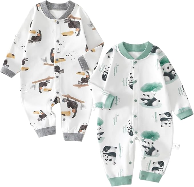 100% Organic Cotton Soft 3-24 Months 2-Piece Unisex Footless Newborn Baby Sleepers Pajamas Romper Boys Girls