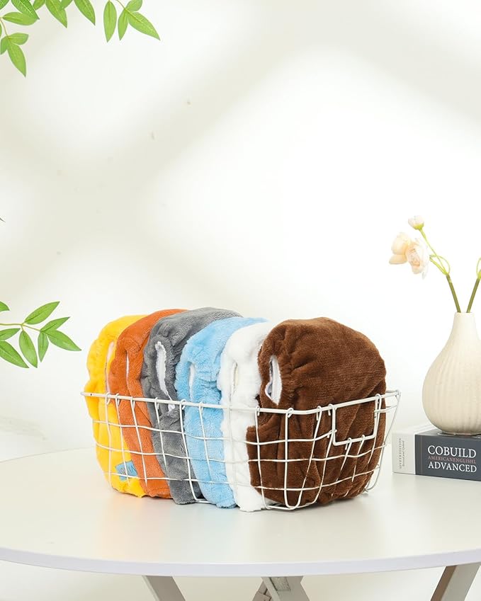 ALVABABY 6 Pack Baby Cloth Diapers Warm for Autumn and Winter with 6pcs 4-Layers Rayon from Bamboo Inserts,Cloth Diaper Covers Adjustable Washable Reusable for Baby Girls and Boys 6BMR01