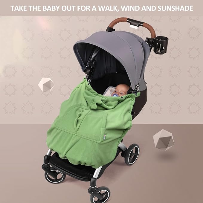 Baby Carrier Cover Stroller Cover,Newborn Hooded Stretchy Cloak,Soft Kangaroo Hoodie for Mom Baby,Suit for All Seasons (Green)