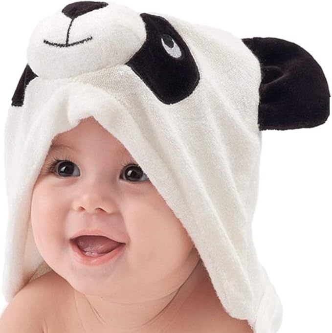 HIPHOP PANDA Hooded Towel - Rayon Made from Bamboo, Bath Towel with Bear Ears for Newborn, Babie, Toddler, Infant - Absorbent Large Baby Towel - Panda, 30 x 30 Inch