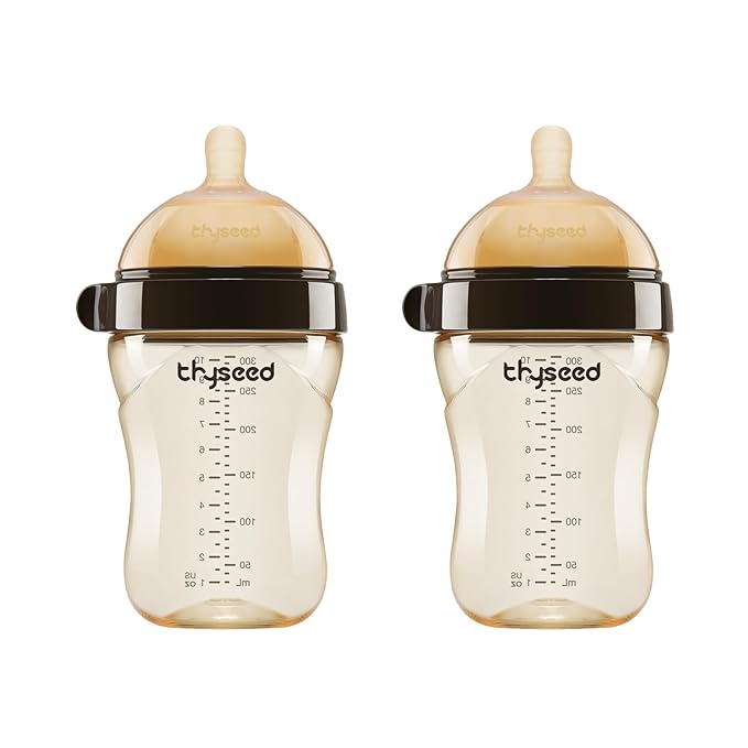 Thyseed PPSU Natural Breast-Like Bottle with Nipple(3-7 Months),10oz,2pack