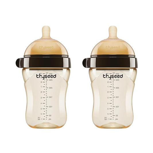 Thyseed PPSU Natural Breast-Like Bottle with Nipple(0-3 Months),10oz,2pack
