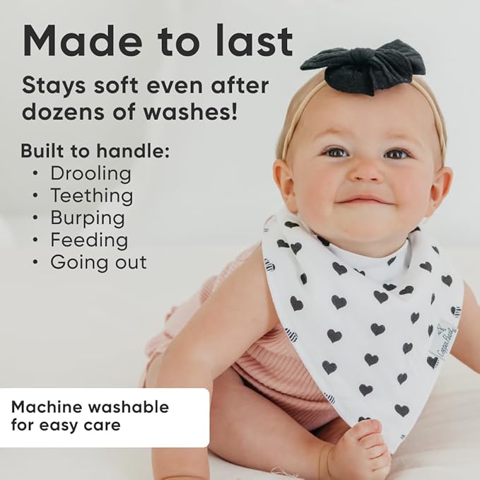 Copper Pearl 4 Pack Soft Cotton Baby Bibs for Drooling and Teething, Absorbent Drool Bibs for Baby Girl, Adjustable to Fit Newborns to Toddlers, Tons of Styles (Blush Set)