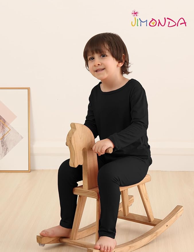 Jimonda Toddler Kids Girls Boys Pajamas Sets Soft Comfy Jammies Tencel Solid Raglan Sleepwear Pajamas Pjs 2pcs Set 18M-8Y