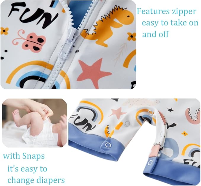 UMELOK Baby Boys UPF 50+ Sun Protection One Piece Rashguard Swimsuit with Snap Bottom