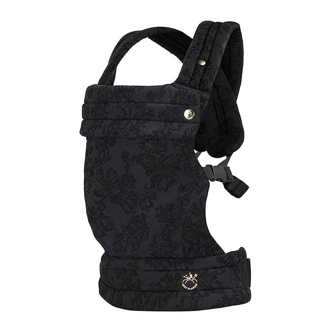 NEST BLANCHE Baby Carrier – Soft Cotton Linen Blend with Magnolia Jacquard Design, Adjustable and Ergonomic for Newborns and Toddlers (Ebony)