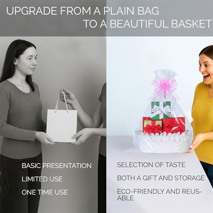 Yimi's Dream Cotton Rope Gift Basket – White Woven Gift Basket with Lace, Decorative Organizer for Baby Shower, Housewarming, Nursery, Toys, Socks, Diapers, Christmas, Holiday Gifts