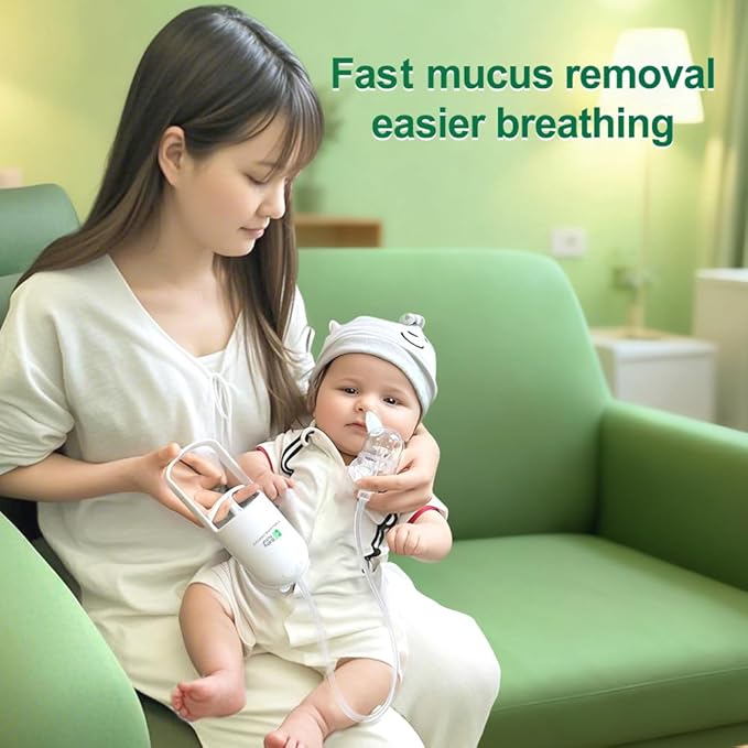 Nasal Aspirator for Baby – Manual Push-Pull Control, Quiet Strong Suction, No Battery Needed – Gentle & Hygienic Nose Sucker with Storage Box & Booger Clip