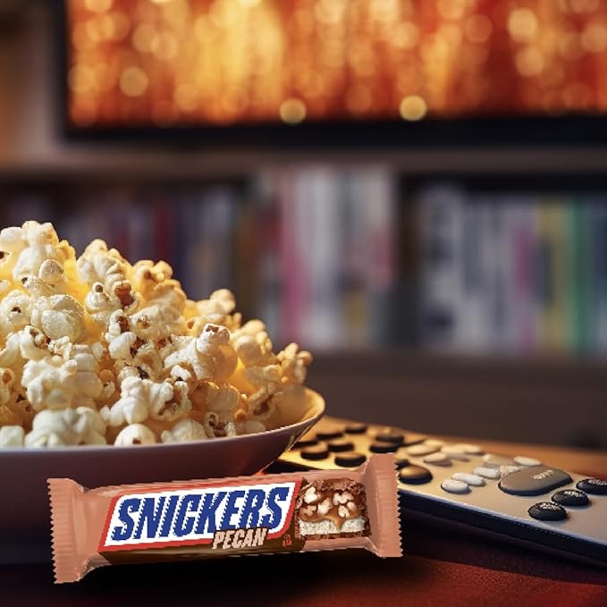 SNICKERS Pecan Milk Chocolate Candy Bar - Full Size Chocolate Candy Bars, Bulk Box Individually Wrapped, 24-Pack