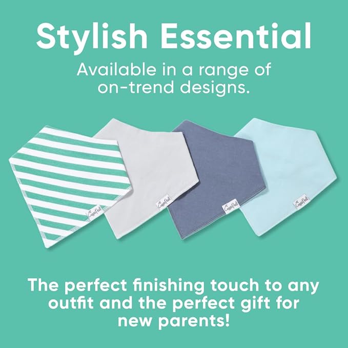 Copper Pearl 4 Pack Soft Cotton Baby Bibs for Drooling and Teething, Absorbent Drool Bibs for Baby Girl and Boy, Adjustable to Fit Newborns to Toddlers, Tons of Styles (Oxford)