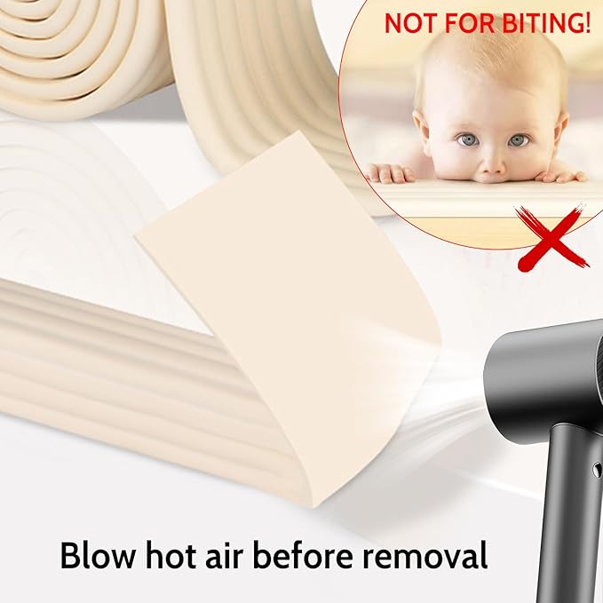 Baby Corner Guards, Soft Foam Furniture Protector, 6.56 FT Table Edge Bumper Strip for Baby Proofing Sharp Corners on Tables and Fireplaces (Grey)