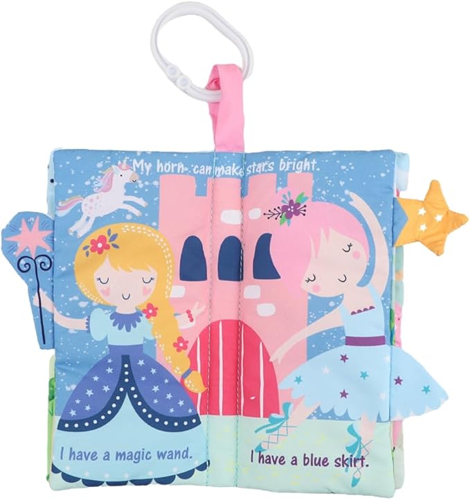 Unicorn Baby Books 0-6 Months Toys 6 to 12 Months, Touch Feel Cloth Crinkle Books for Babies,Infants, Soft Sensory Stroller Toys Baby Gifts Shower Items, Chweing Book, Easter Gift-Princess