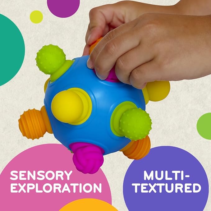 Mobi Woblii Sensory Ball - Sensory Activities for Toddlers and Kids, BPA-Free and Food Grade Silicone Teething Toy, Montessori Learning Games - for 3 Month Old and Up