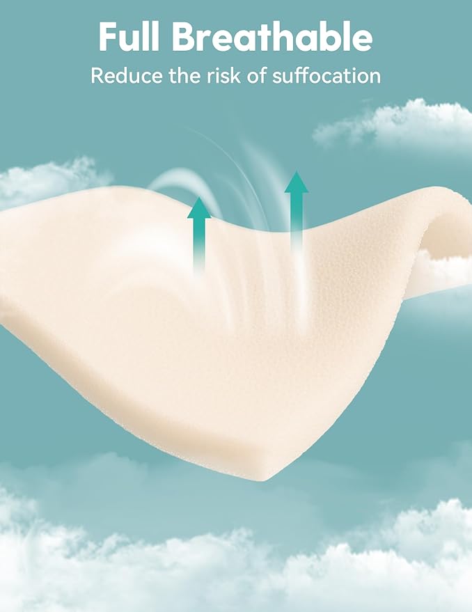 BABELIO Crib Mattress Topper, 100% Machine Washable Breathable Silicone Foam Toddler Mattress Topper Pad, Zipper Cover, 52" x 27" x 1", Fits Standard Size Cribs & Toddler Beds