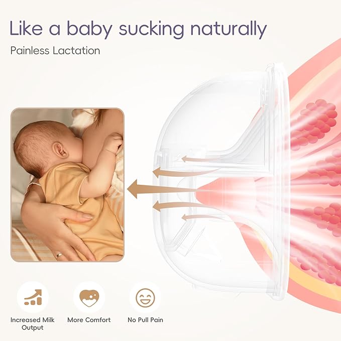 b&h Electric Wearable Breastfeeding Pump with Night Light, Hospital Grade Breast Pump Hands Free, 4 Modes & 9 Levels, 17/19/21/24/27mm Flange, Baby Mouth Double-Sealed Flange, Milk Pump for Moms -Grey