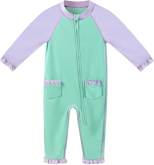 Baby Swimsuit UPF 50+ Sun Protection One Piece Zipper Beach Swimwear for Little Boys Girls Toddler