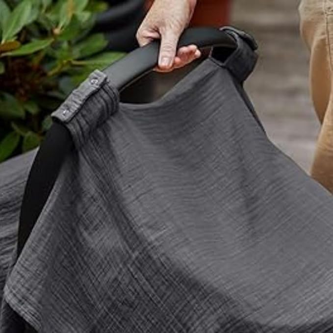 Car Seat Cover Baby - Organic Cotton - Carseat Covers Baby - Carseat Cover - Car Seat Canopy - Carseat Canopy - 100% Muslin Cotton, 43" x 32" 2-Pack (Soft Grey/Natural)