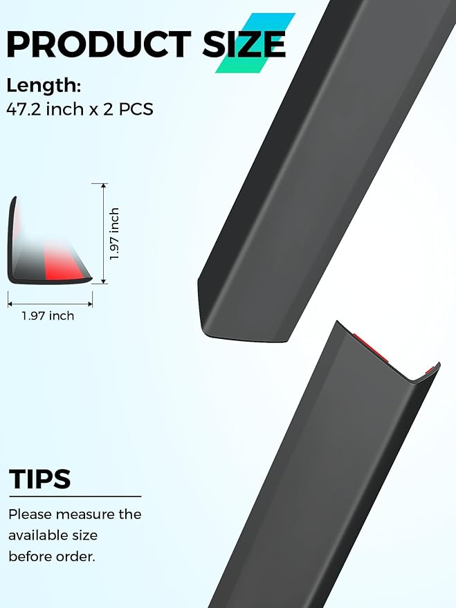 MONOID Wall Corner Protector, 2 PCS Furniture Edge Protection, PC Anti-Bump Guards Avoid Scratching Corner Trim for Door Frame, Table, Countertop, Stair, Self-Adhesive, Black, 1.97IN×47.24IN/5CM×120CM