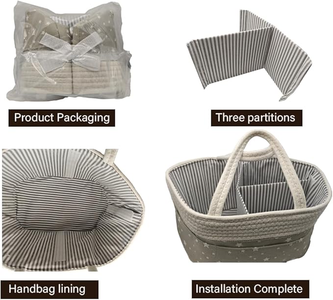 Baby Diaper Caddy Organizer Storage Basket for Girl Boy Shower Gifts Portable Large Nursery Holder Tote for Changing Table or Car Newborn Essentials