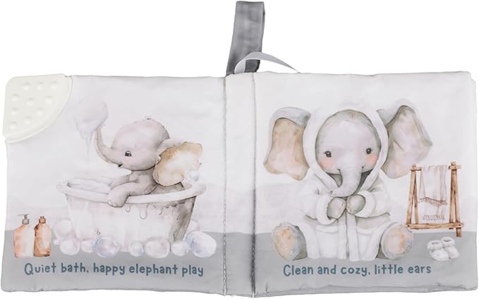 Ali+Oli Baby Cloth Book – Soft Sensory Crinkle Book with Teether for Infants 0-12 Months – Early Learning Touch & Feel Tummy Time Toy – Newborn Shower Gift for Boys & Girls - Bubble Bath