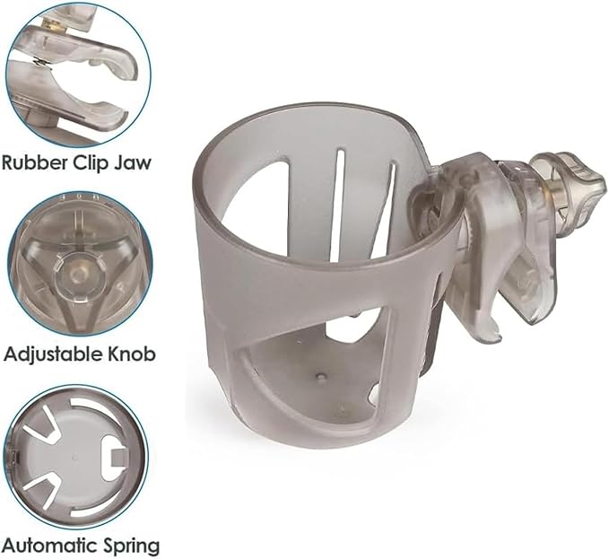 New Cup Holder Compatible with UPPAbaby Cup Holder (for Vista, Cruz and Minu). A Solid Super Secure Fit. 360 Degrees Rotatable. Anti-Shake Spill Resistant. (Transparent)