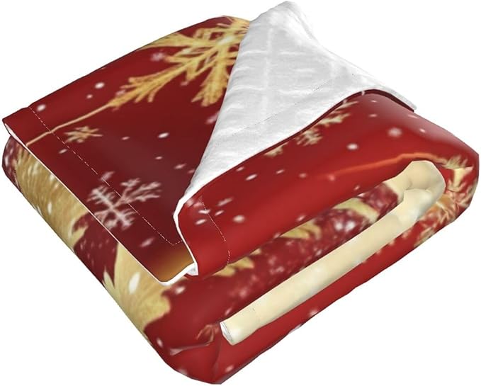 Baby Blanket Gold Christmas Tree Pattern Snowflake for Boy Girl Newborn 30x40 Inch Toddler Infant Nursery Throw Blankets Double Layer Comfy Soft Plush Stroller Crib Quilt