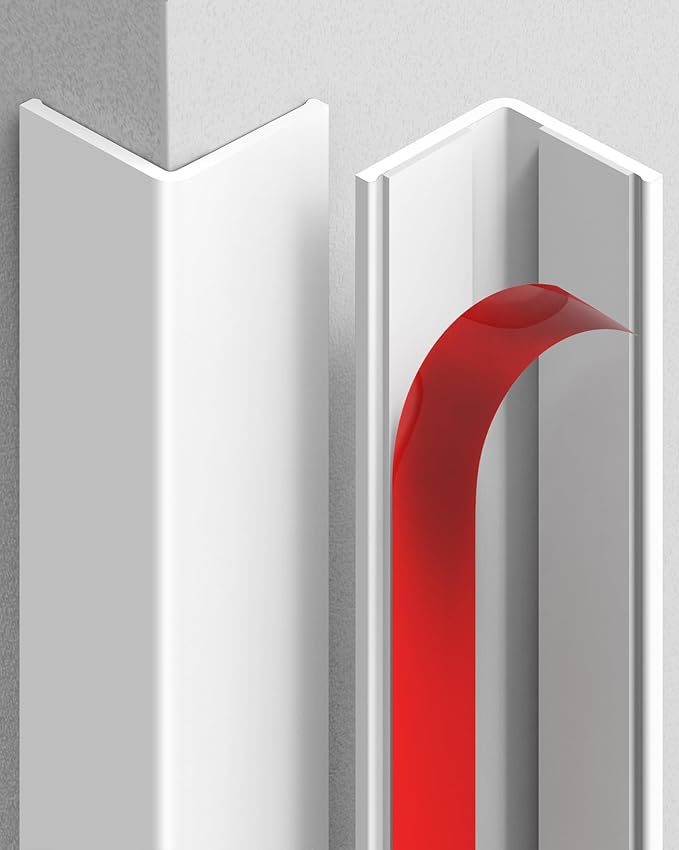 Frychee Wall Corner Protector, Walls Edge Protector,Self-Adhesive Wall Corner Guards,PVC Double Side Edge Protector, Furniture Stairs Guard (6, 2.5x150cm/0.98x59.1in)
