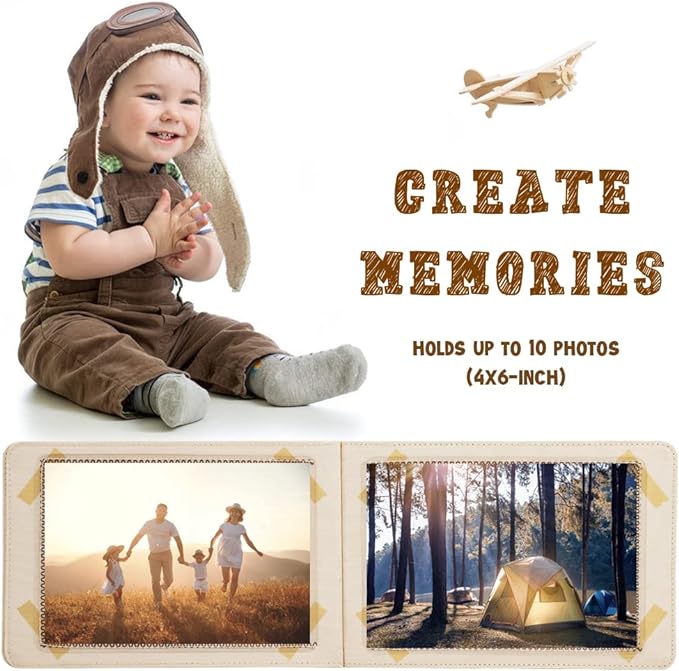 Urban Kiddy™ My First Adventure Book | Baby Photo Album | Soft Baby Book First Year Baby Album Gift Set for Newborn Toddler & Kids Baby Shower - Memory Album Holds 4x6 Photos