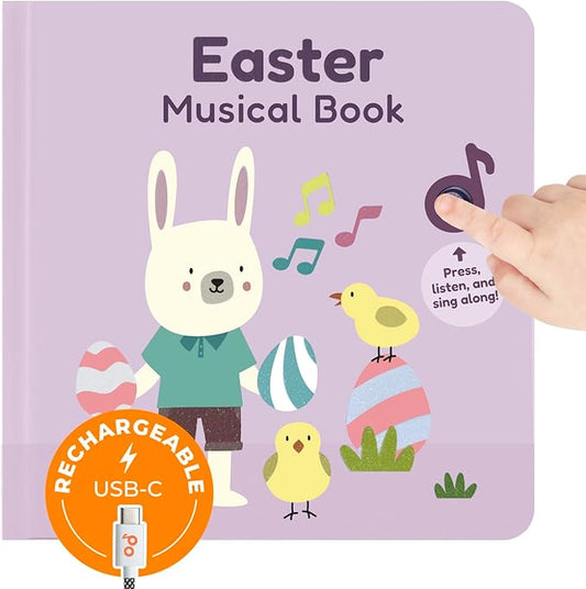 Cali's Books Easter Nursery Rhymes Musical Book - Easter Basket Stuffers for Toddlers, Baby Easter Basket Stuffers, Easter Gifts for Toddlers, Rechargeable Musical Books for Toddlers 1-3