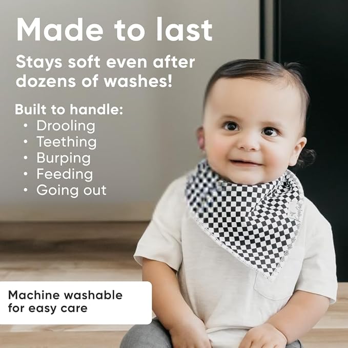 Copper Pearl 4 Pack Soft Cotton Baby Bibs for Drooling and Teething, Absorbent Drool Bibs for Baby Girl and Boy, Adjustable to Fit Newborns to Toddlers, Tons of Styles (Nash)