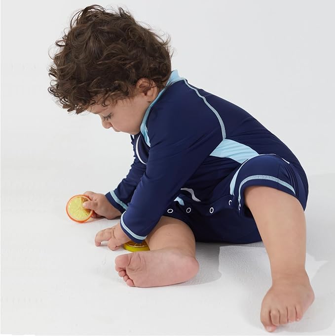 UMELOK Baby Boys UPF 50+ Sun Protection One Piece Rashguard Swimsuit with Snap Bottom